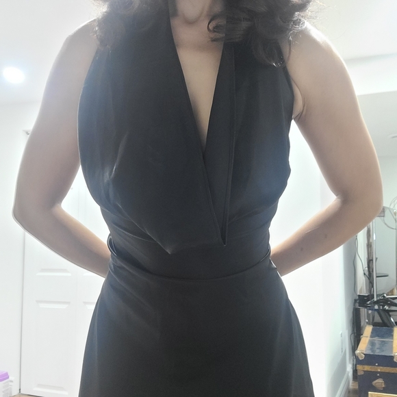 Satin black halter dress - Picture 5 of 7
